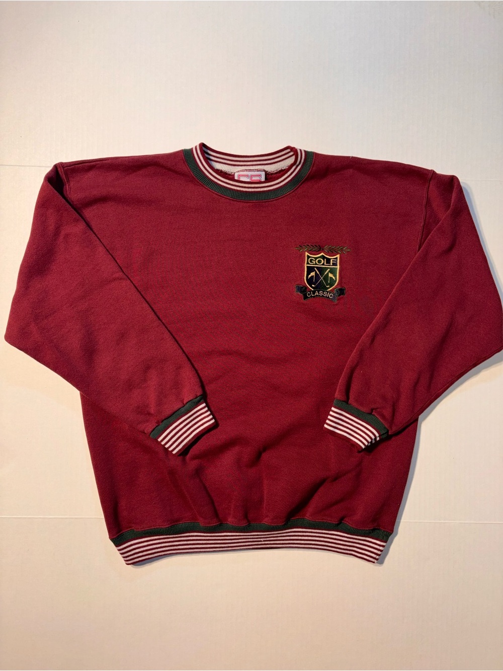 Vtg Crable Sportswear Golf Classic 90’s USA Striped Crewneck Sweatshirt Sz Large